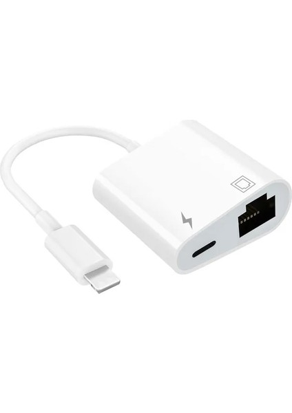 100MBS Ios Lightning - RJ45 Adaptörü 2'si 1 Arada Ethernet Lan Ağ Adaptörü, Şarj Bağlantı Noktalı Iphone/ipad/ipod Tak ve Çalıştır ile Uyumlu (Yurt Dışından)