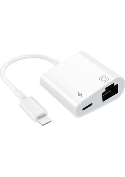 100MBS Ios Lightning - RJ45 Adaptörü 2'si 1 Arada Ethernet Lan Ağ Adaptörü, Şarj Bağlantı Noktalı Iphone/ipad/ipod Tak ve Çalıştır ile Uyumlu (Yurt Dışından)