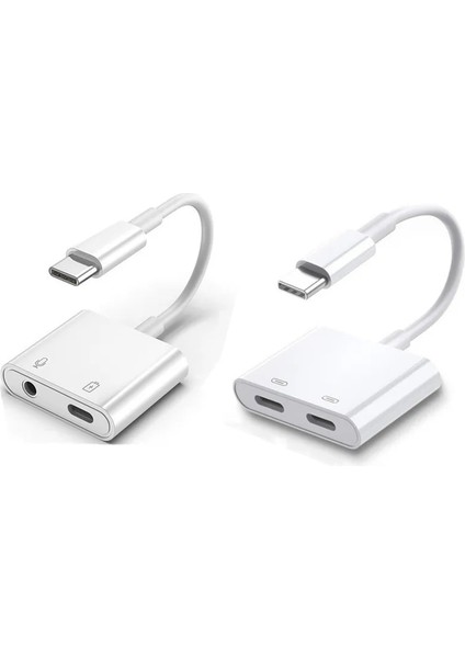 Çift Tip C 2 In 1 Tip C 3.5mm Kulaklık Jakı Ses Şarj Splitter Adaptörü Samsung Galaxy S22 S21 Artı Çift USB C Aux Konektörü (Yurt Dışından)