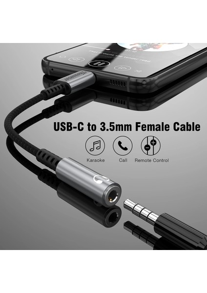Gri USB Tip C - 3,5 mm Jack Dac Çip Kulaklık Adaptörü Pc Macbook Pro Samsung Galaxy Xiaomi Için USB C - 3,5 Aux Kablosu Dönüştürücü (Yurt Dışından) modelleri