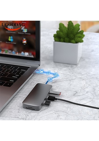 5 In 1 Çok Fonksiyonlu USB Tip C HDMI Kablosuz Şarj USB 3.0 Adaptör Tip C Hub Dock MacBook Pro Air Için USB C Splitter Dönüştürücü (Yurt Dışından)