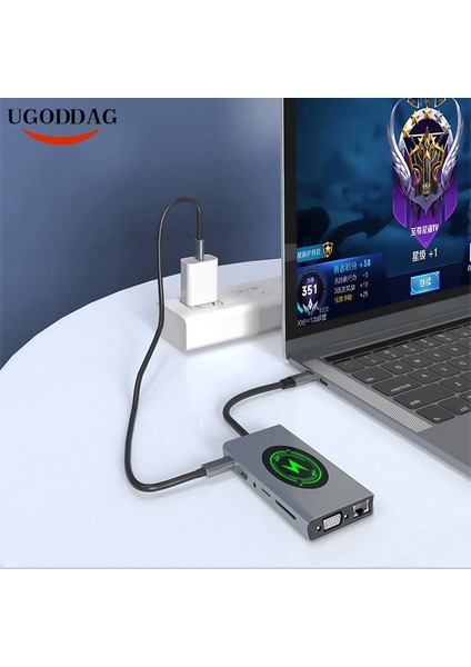 5 In 1 Çok Fonksiyonlu USB Tip C HDMI Kablosuz Şarj USB 3.0 Adaptör Tip C Hub Dock MacBook Pro Air Için USB C Splitter Dönüştürücü (Yurt Dışından)