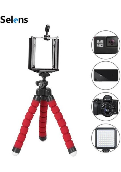 Kırmızı Mini Esnek Sünger Ahtapot Tripod iPhone Samsung Xiaomi Huawei Için Cep Telefonu Akıllı Telefon Tripod Gopro 8 7 5 Kamera (Yurt Dışından)