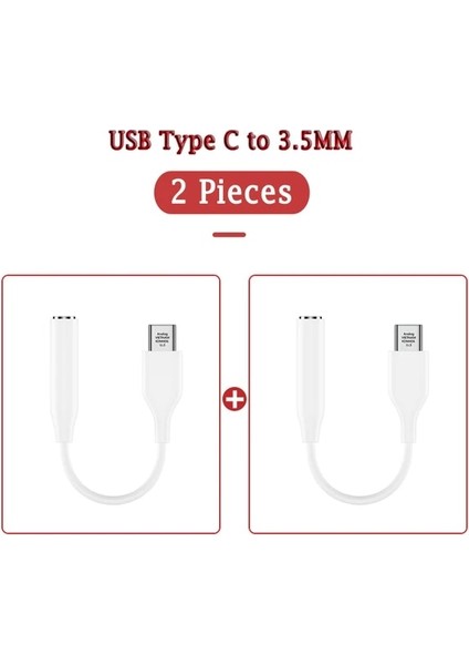 2 Adet Beyaz Tip C 3.5 Jak Adaptörü USB C 3.5mm Ses Aux Kulaklık Adaptörü Samsung Galaxy S22 Ultra S21 S20 Fe Tab S8 S23 Artı A53 5g (Yurt Dışından)