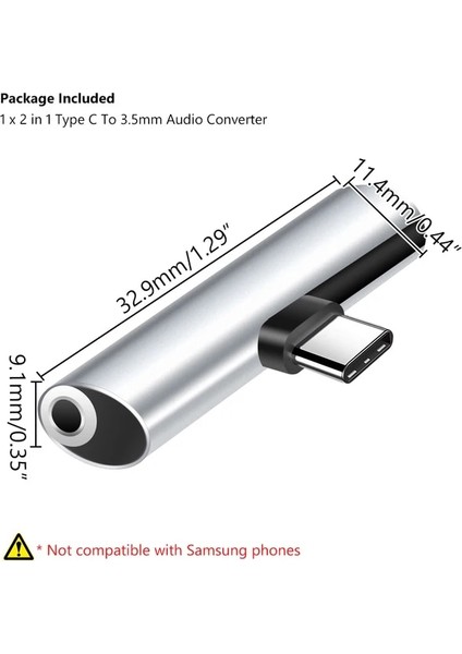 Tip 4 1 Adet Gümüş Tip-C 3.5mm Jack Dönüştürücü Kulaklık Ses Adaptör Kablosu Tip USB C 3.5 mm Kulaklık Aux Kablosu C Tipi Dönüştürücü Adaptör (Yurt Dışından)