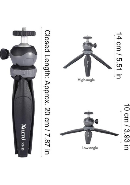 Xs-20 Xıletu Xs-20 Mini Masaüstü Küçük Telefon Standı Masa Üstü Tripod Vlog Aynasız Kamera Akıllı Telefon ile Ayrılabilir Bilyalı Kafa (Yurt Dışından)