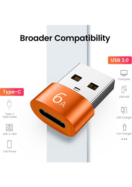 Turuncu USB C Tipi Otg Adaptör Usb3.0 Erkek Tip-C Dişi Veri Aktarımı Şarj Dönüştürücü Macbook Samsung Xiaomi Otg Konektörü (Yurt Dışından)