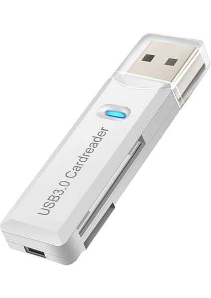 Beyaz Kart Okuyucu Anmone USB 3.0 Kart Okuyucu 2 In 1 Mikro Sd Tf Kart Bellek Flash Sürücü Adaptörü Yüksek Hızlı Çoklu Kart Yazıcı Dizüstü Bilgisayar Aksesuarları (Yurt Dışından)