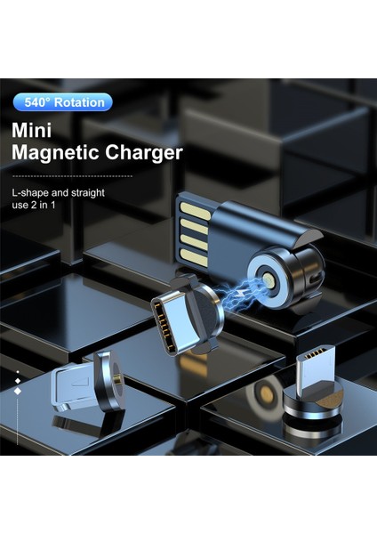 Mavi iphone Uslıon Mini 540 Rotasyon Manyetik Şarj Cihazı USB Tip C Dönüştürücü Kablosu iphone Huawei Xiaomi Samsung Manyetik Şarj Kablosu (Yurt Dışından) fırsatları
