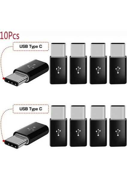 BLACK-10PCS 1/5 Pcs Mikro USB Dişi Tip C Erkek Adaptör Dönüştürücü Mikro-B Usb-C Konektörü Şarj Adaptörü Telefon Aksesuarları (Yurt Dışından)