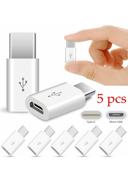 BLACK-10PCS 1/5 Pcs Mikro USB Dişi Tip C Erkek Adaptör Dönüştürücü Mikro-B Usb-C Konektörü Şarj Adaptörü Telefon Aksesuarları (Yurt Dışından)