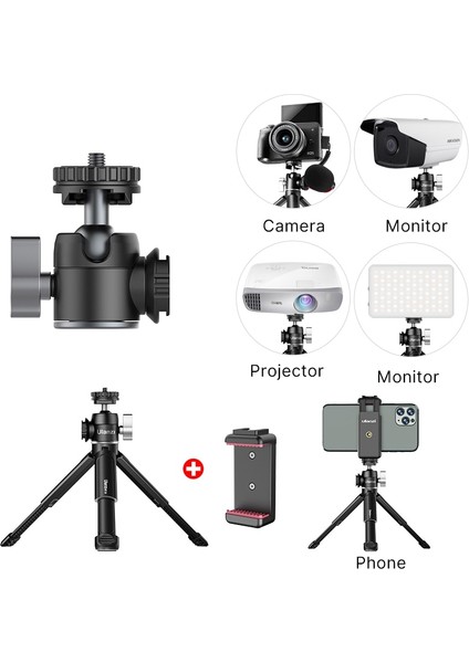 Mini Tripod Ulanzi U-Vlog Lite Mini Tripod 360° Top Kafalı Soğuk Ayakkabı Selfie Çubuğu Masaüstü Tripod Kamera iPhone Android Telefon Dslr Için (Yurt Dışından)