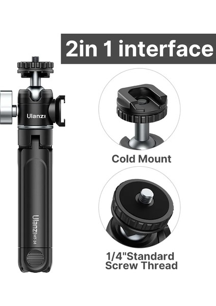 Mini Tripod Ulanzi U-Vlog Lite Mini Tripod 360° Top Kafalı Soğuk Ayakkabı Selfie Çubuğu Masaüstü Tripod Kamera iPhone Android Telefon Dslr Için (Yurt Dışından)