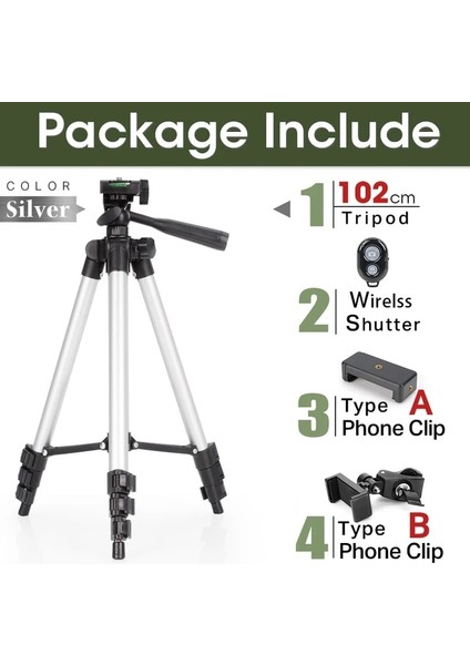 Set 2-Gümüş Hafif Kamera Tripod Telefon Standı Tutucu Taşınabilir Masaüstü Cep Telefonu Tripod iPhone Canon Sony Nikon Video Kamera Para (Yurt Dışından)