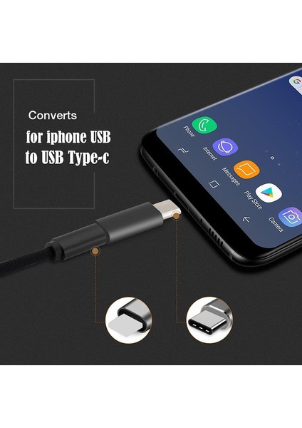 Resim Olarak Adaptador iphone Için C Tipi Adaptör 8 Pin USB C Splitter Için IPhone Huawei P20 Pro Samsung Typec Şarj Cihazı Adaptateur Jack (Yurt Dışından)