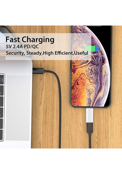 Resim Olarak Adaptador iphone Için C Tipi Adaptör 8 Pin USB C Splitter Için IPhone Huawei P20 Pro Samsung Typec Şarj Cihazı Adaptateur Jack (Yurt Dışından)
