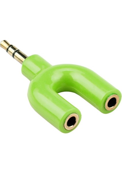 Yeşil 3.5mm Stereo Ses Y-Splitter 2 Kadın 1 Erkek Kablo Adaptörü Kulaklık Kulaklık Cep Telefonu Bilgisayar Mp3 (Yurt Dışından)