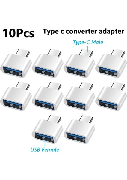 Tip C USB Dişi 5/10 Adet Otg Android Tip-C Mikro USB Tip C USB 3.0 Dişi Adaptör Evrensel Cep Telefonu Veri Hattı Şarj Dönüştürücü (Yurt Dışından)