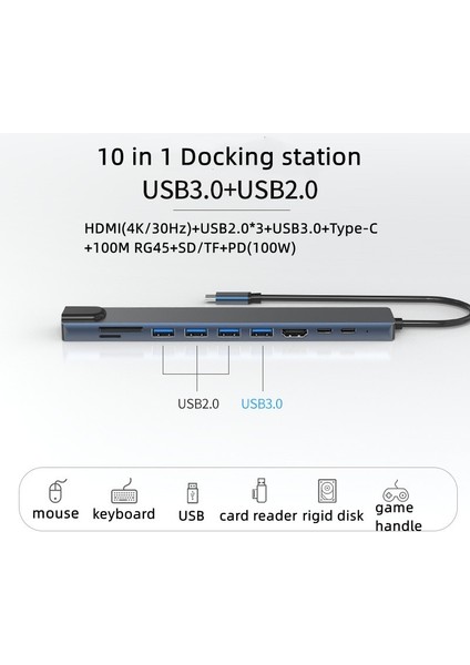 8 In 1 USB C Bağlantı Istasyonu - HDMI Uyumlu RJ45 PD100W Adaptörü Otg Thunderbolt 3 Dock Usb2.0/3.0, Macbook Pro/air M1 Için Tf/sd ile (Yurt Dışından)