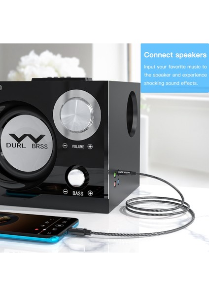 Siyah 1 M Keysıon Hıfı Dac Kulaklık Amplifikatörü USB Tip C Aux 3.5mm Hoparlör Ses Adaptörü 32BIT 384 Khz Dijital Dekoder Araba Aux Dönüştürücü (Yurt Dışından)