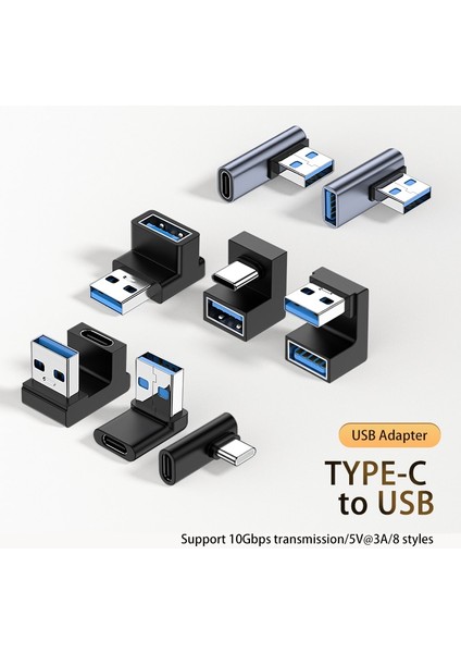 A 180 Derece Dirsek USB C Adaptör Tip C USB C Otg USB Dönüştürücü U Şekli Usb-C 3.0 Konektörü Bilgisayar Tablet Telefon Adaptörü (Yurt Dışından)