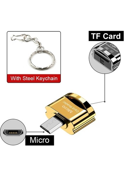 Mikro Altın Zincir Elough Otg Tf Kart Okuyucu Tip C Mikro Sd Kart Adaptörü Poco Samsung Huawei Realme Xiaomi Pc Dizüstü Bilgisayar Flash Sürücü Otg Okuyucu (Yurt Dışından)