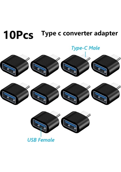 Tip C'den Usb'ye 10 Adet 10 Adet Otg Tip-C'den Mikro USB Tip C'ye USB 3.0 Dişi Adaptör Evrensel Cep Telefonu Veri Hattı Şarj Dönüştürücü (Yurt Dışından)