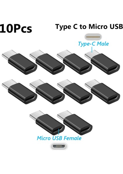 Tip C'den Usb'ye 10 Adet 10 Adet Otg Tip-C'den Mikro USB Tip C'ye USB 3.0 Dişi Adaptör Evrensel Cep Telefonu Veri Hattı Şarj Dönüştürücü (Yurt Dışından)