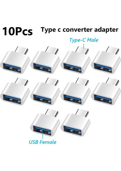 Tip C'den Usb'ye 10 Adet 10 Adet Otg Tip-C'den Mikro USB Tip C'ye USB 3.0 Dişi Adaptör Evrensel Cep Telefonu Veri Hattı Şarj Dönüştürücü (Yurt Dışından)