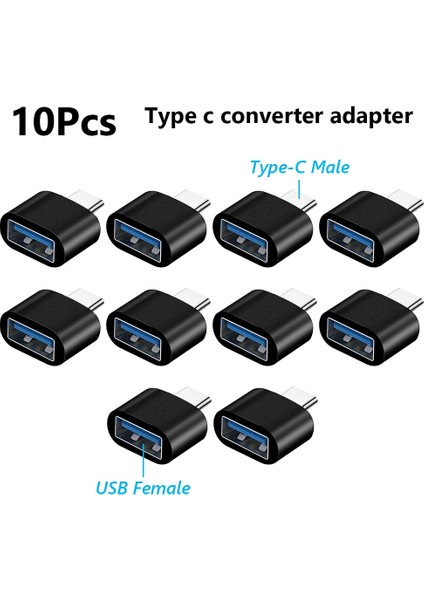 Tip C'den Usb'ye 10 Adet 10 Adet Otg Tip-C'den Mikro USB Tip C'ye USB 3.0 Dişi Adaptör Evrensel Cep Telefonu Veri Hattı Şarj Dönüştürücü (Yurt Dışından)