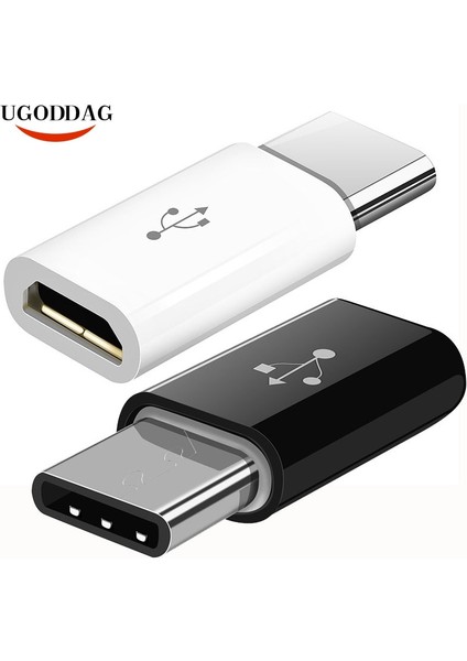 2 Adet (Siyah) Mini Mikro USB USB Tip C Otg Adaptörü Hızlı Şarj Dönüştürücü Huawei Xiaomi Samsung Galaxy Sync Şarj Aleti Kablosu Konektörü (Yurt Dışından)