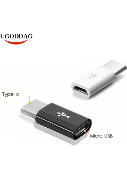2 Adet (Siyah) Mini Mikro USB USB Tip C Otg Adaptörü Hızlı Şarj Dönüştürücü Huawei Xiaomi Samsung Galaxy Sync Şarj Aleti Kablosu Konektörü (Yurt Dışından)