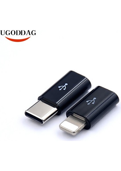 2 Adet (Siyah) Mini Mikro USB USB Tip C Otg Adaptörü Hızlı Şarj Dönüştürücü Huawei Xiaomi Samsung Galaxy Sync Şarj Aleti Kablosu Konektörü (Yurt Dışından)