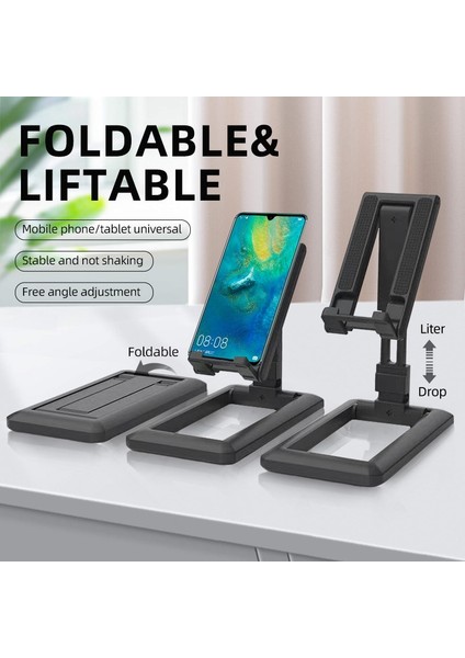 Siyah Masaüstü Ayarlanabilir Cep Telefonu Standı, iPad Tablet iPhone Samsung Smart Için Çok Açılı Evrensel Katlanabilir Stand (Yurt Dışından) fiyatları