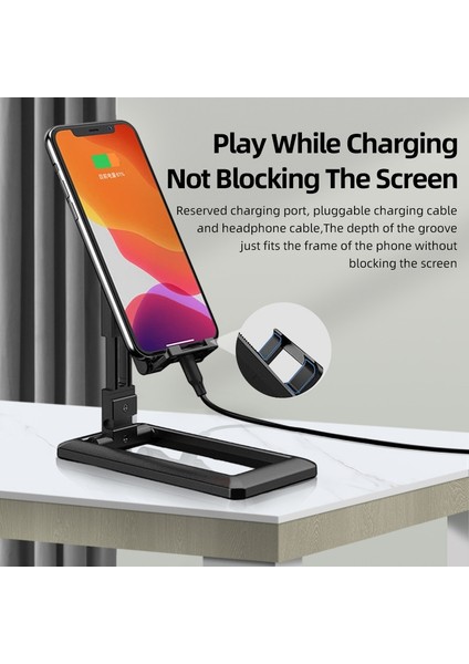 Siyah Masaüstü Ayarlanabilir Cep Telefonu Standı, iPad Tablet iPhone Samsung Smart Için Çok Açılı Evrensel Katlanabilir Stand (Yurt Dışından) modelleri