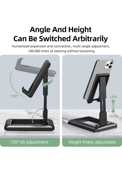 Siyah Masaüstü Ayarlanabilir Cep Telefonu Standı, iPad Tablet iPhone Samsung Smart Için Çok Açılı Evrensel Katlanabilir Stand (Yurt Dışından) fırsatları