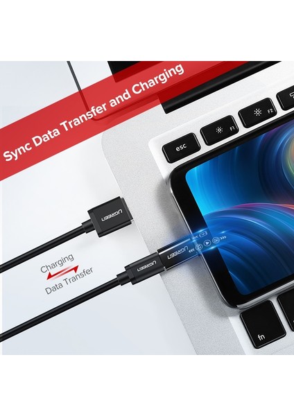 Abs Siyah Ugreen USB Tip C Otg Adaptör Mikro USB - Macbook Pro Samsung S10 Plus Için USB C Kablo Dönüştürücüleri Hızlı Şarj USB C Otg Kablosu (Yurt Dışından)