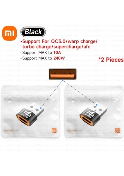 10A Siyah 2 Adet 240W 10A Tip C Dişi USB A Erkek Otg Şarj Cihazı 120W Adaptör USB C Dönüştürücü Iphone 14 Xiaomi 13 12 Samsung S22 Tablet Tipo (Yurt Dışından)