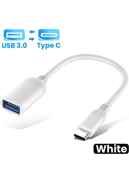 Beyaz USB 3.0 Tip-C Mikro USB Otg Adaptör Kablosu USB 3.0 2.0 Kadın Tip C Erkek Kablo Adaptörü Dönüştürücü Usb-C Kablosu Araba Mp4 Telefon (Yurt Dışından)