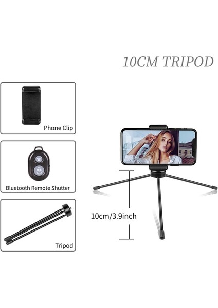 10 cm Selfie Tripod Fotoğraf Işık Standı 1/4 Vida Kafası ile Bluetooth Uyumlu Uzaktan Telefon Klip Taşınabilir Mini Fotoğraf Stüdyosu (Yurt Dışından)