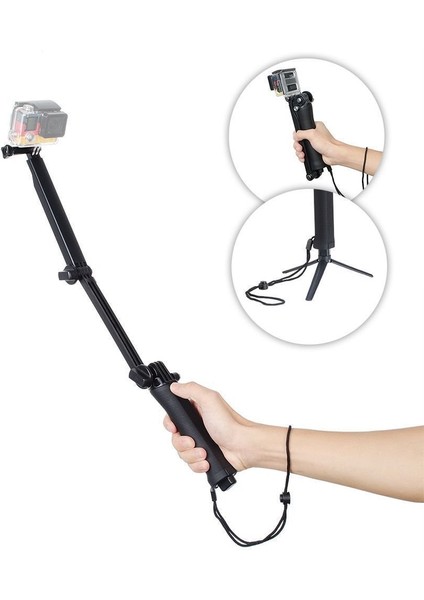 Siyah Katlanabilir 3 Yollu Kavrama Su Geçirmez Monopod Selfie Sopa Gopro Hero 9 8 7 5 6 4 10 Sj Xiaomi Yi Eylem Kamera Tripodu Aksesuarları (Yurt Dışından) modelleri