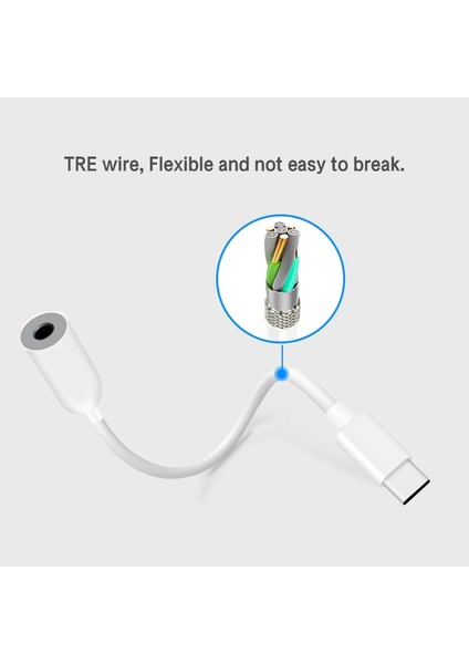 Siyah Örgülü Kablo Adaptörü Usb-C Tip C 3.5mm Jack Kulaklık Kablosu Ses Aux Kablosu Adaptörü Xiaomi Huawei Için Akıllı Telefon Için (Yurt Dışından)
