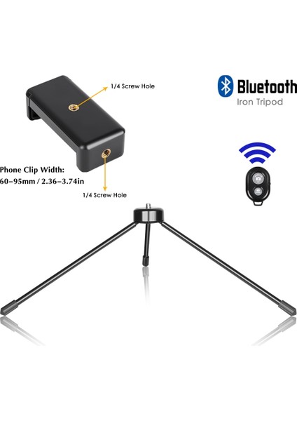 Clip1 Sh Mini Demir Tripod Standı Tutucu, Telefon Klipsli, Akıllı Telefon, Cep Telefonu, Fotoğraf Stüdyosu Için Bluetooth Kullanımı (Yurt Dışından) modelleri