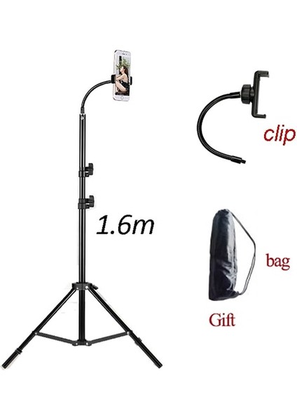 1.6 M Tripod 1 1.2/1.6/2.1 M Taşınabilir Alüminyum Telefon Dsl Kamera Canlı Tripod Standı Dağı Dijital Kamera Tripod Desteği iPhone Için LED Halka Işık (Yurt Dışından)
