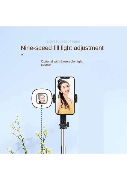 Only Light Fgclsy 2023 Yeni Ekstra Uzun Selfie Çubuğu Çok Fonksiyonlu, Dolgu Işığı ile Uzaktan Deklanşör 360 Derece Dönen Tripod Büyük Boy (Yurt Dışından)