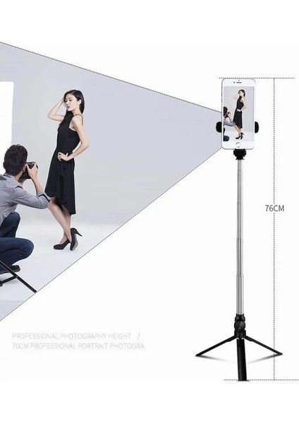Beyaz Selfie Çubuğu Tripod Bluetooth Uzatılabilir El Telefonu Tutucu Sopa Uzaktan Kumanda ile Cep Telefonu Selfie Çubuğu Için (Yurt Dışından)