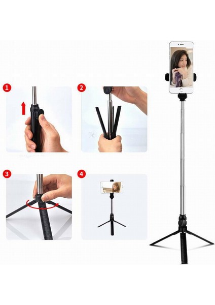 Beyaz Selfie Çubuğu Tripod Bluetooth Uzatılabilir El Telefonu Tutucu Sopa Uzaktan Kumanda ile Cep Telefonu Selfie Çubuğu Için (Yurt Dışından)