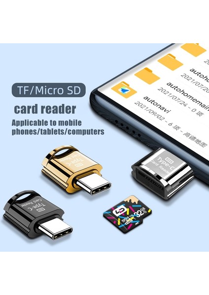 Altın Tip C Tf Adaptörü Otg Kart Okuyucu Cep Telefonu Hafıza Kartı Okuyucu Pc Dizüstü Bellek Aksesuarları Için USB Adaptörü (Yurt Dışından)