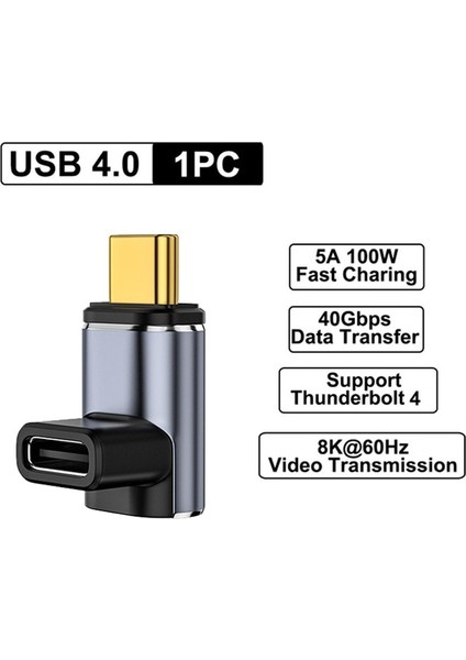 1pc Yeni Usb4.0 2pcs Usb4.0 40GBPS Adaptör USB C Erkek-Kadın 180° 100W Hızlı Şarj Veri Sync Dönüştürücü 8K@60Hz Dizüstü Tablet Telefon Için (Yurt Dışından)