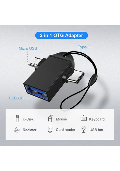 Gümüş 2in1 Otg Adaptör Usb3.0 Dişi Kablo Dönüştürücü Tip C USB Konektörü U Disk Fare Dizüstü Bilgisayar Alüminyum Alaşımlı Go Dönüştürücü (Yurt Dışından)